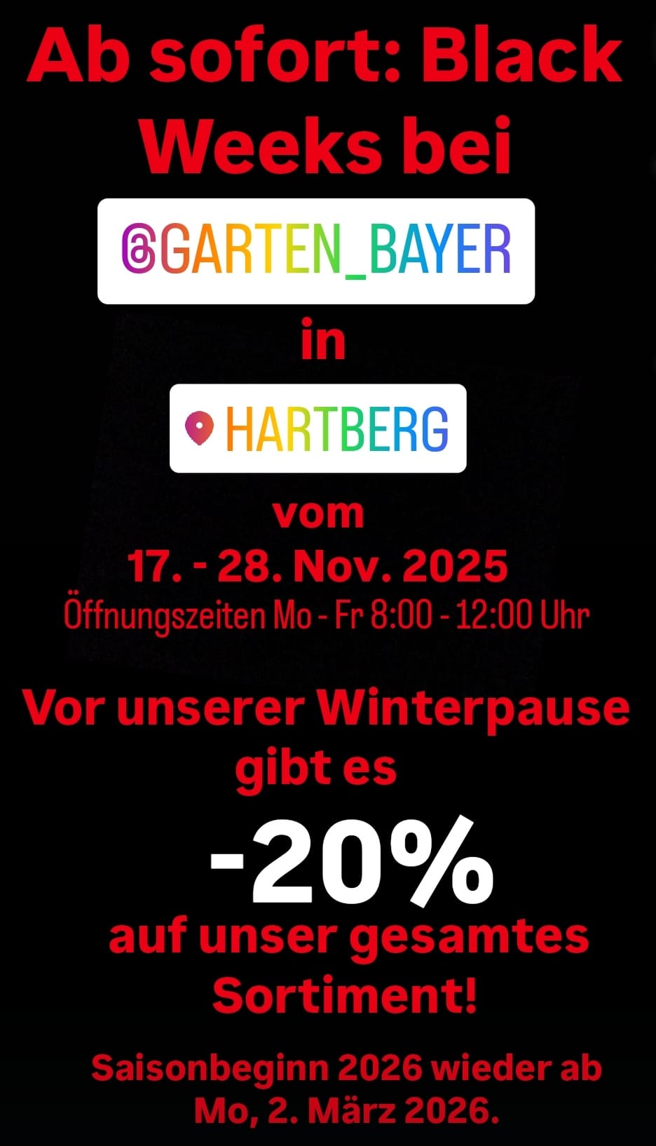 Black Weeks bei Garten Bayer